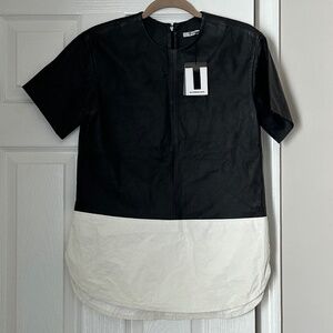 Brand New T by Alexander Wang Leather Lambskin Leather Color block Top Size 2